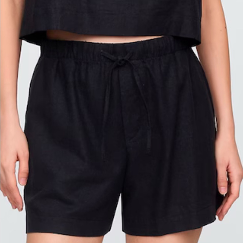 GAP Linen High Waist Black Relaxed Fit Shorts